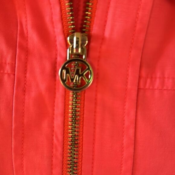 MICHAEL Michael Kors orange water repellent zip front/pockets logo lined jacket. - Picture 3 of 7